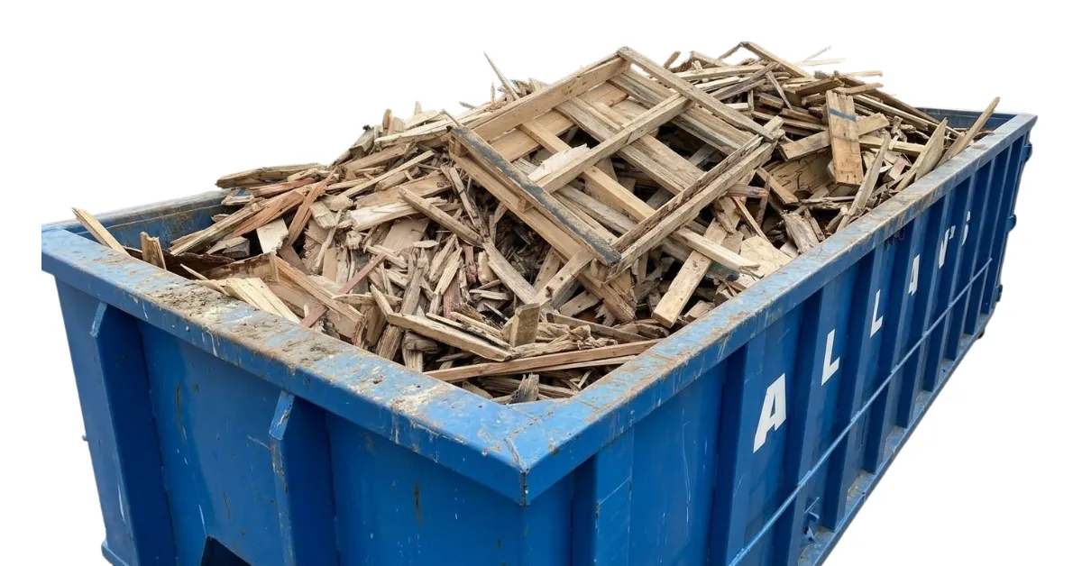Clean wood loaded in a roll-off bin